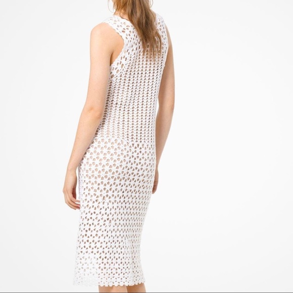 MICHAEL Michael Kors White Crocheted Midi Sheath Dress S - Picture 4 of 15